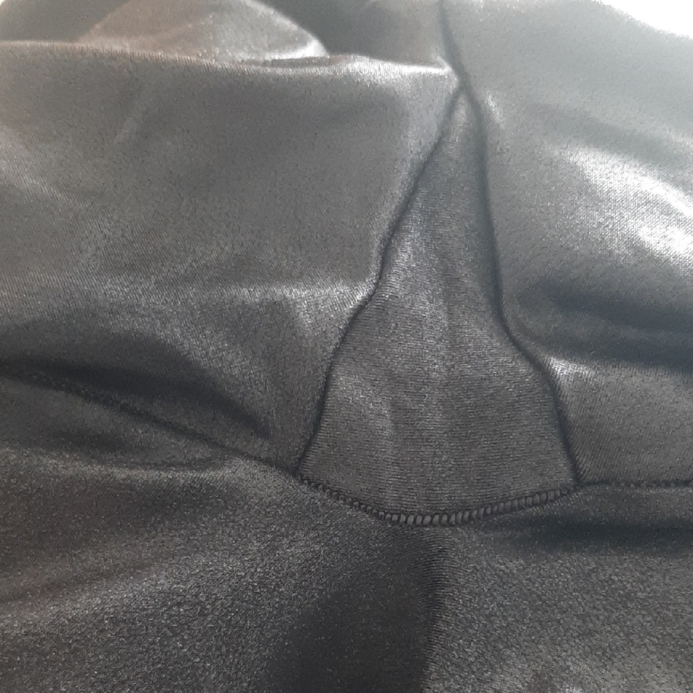 SPANX🖤FAUX LEATHER MOTO BLACK Shiny Black Leggings (STYLE 20136R) SIZE LARGE - Picture 9 of 9
